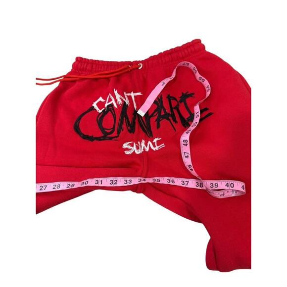 SUME Streetwear Embroidered Sweatpants Can’t Compare Long Length Red Men’s XS - Picture 6 of 6